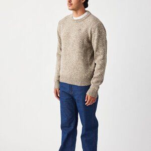 Seager Wharf Knit Sweater Salt & Pepper Brown Tan Size Large Wool Blend Crewneck